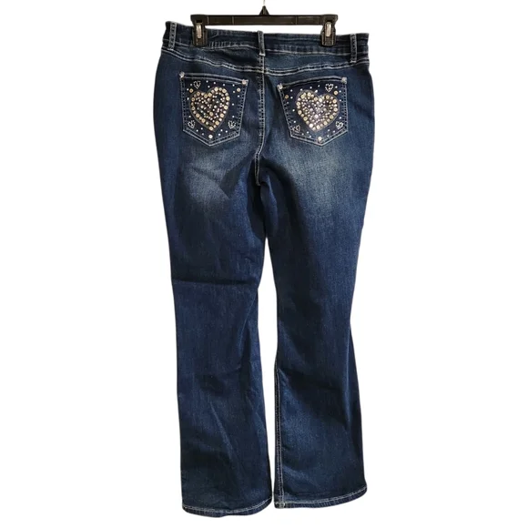 Cato Denim Womens Sz 14 Blue Jeans Boot Cut Mid Rise Embellished Medium Wash - Picture 1 of 12